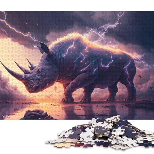 1000-teiliges Puzzle für Erwachsene, Art Dream Rhino, Puzzle für Erwachsene, Holzpuzzle, Spielzeug, Wanddekoration 38x26cm/1000 Teile von LiJianXXE