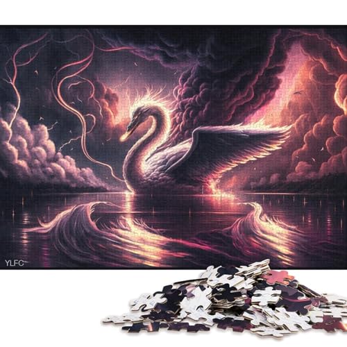 1000-teiliges Puzzle für Erwachsene, Art Swan Puzzle für Erwachsene, Holzpuzzle, Denksportaufgaben für Erwachsene 38x26cm/1000 Stück von LiJianXXE