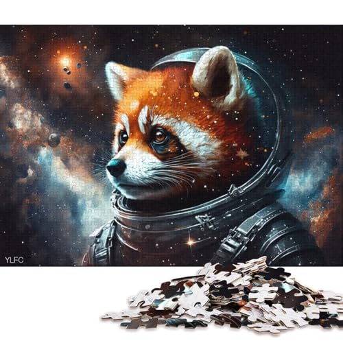 1000-teiliges Puzzle für Erwachsene, Astronaut, Roter Panda, Puzzle für Erwachsene, Papppuzzle, Lernspiel für Erwachsene und Kinder (Größe 38 * 26 cm) von LiJianXXE