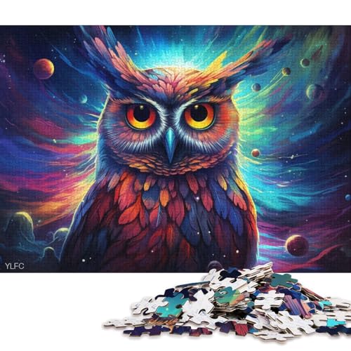 1000-teiliges Puzzle für Erwachsene, Bunte Eulen-Puzzles für Erwachsene, Holzpuzzle für die ganze Familie 38x26cm/1000 Teile von LiJianXXE