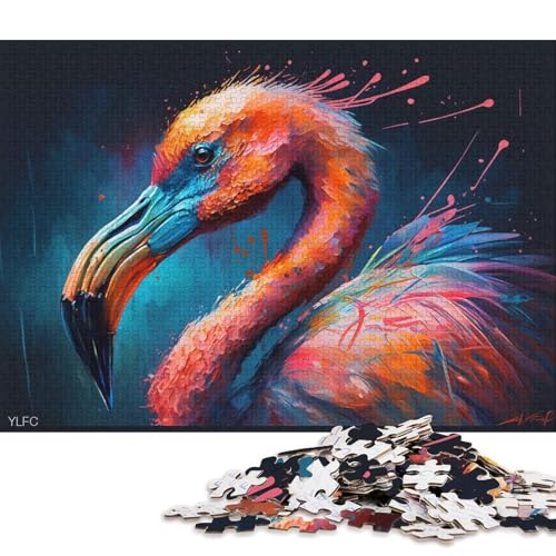 1000-teiliges Puzzle für Erwachsene, Bunte Flamingos, Erwachsenenpuzzle, Holzpuzzle, Spielzeug, Wanddekoration 38x26cm/1000 Teile von LiJianXXE