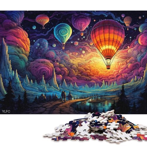 1000-teiliges Puzzle für Erwachsene, Bunte Heißluftballons, Puzzles für Holzpuzzles, Spielzeug, Denkspiel 75x50cm/1000 Stück von LiJianXXE