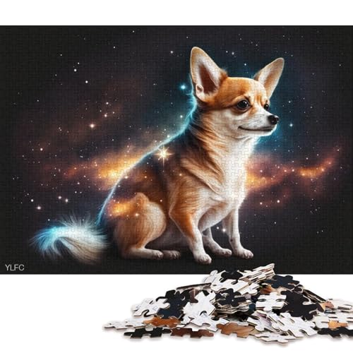 1000-teiliges Puzzle für Erwachsene, Cosmic Art Chihuahua, Puzzles für Holzpuzzles, Spielzeug, Denkspiel 38x26cm/1000 Stück von LiJianXXE