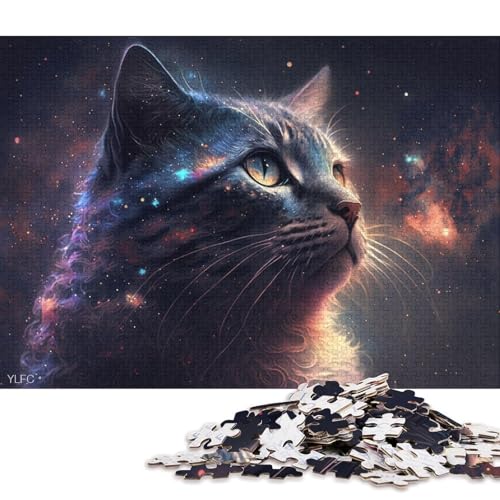 1000-teiliges Puzzle für Erwachsene, Cosmic Cat-Puzzles für Holzpuzzles, Spielzeug, Denkspiel 38x26cm/1000 Stück von LiJianXXE