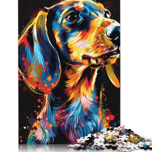 1000-teiliges Puzzle für Erwachsene, Dackel-Hundekunst-Puzzle für Kinder, Kartonpuzzle, Lernspiel für Erwachsene und Kinder, Größe: 38 x 26 cm von LiJianXXE