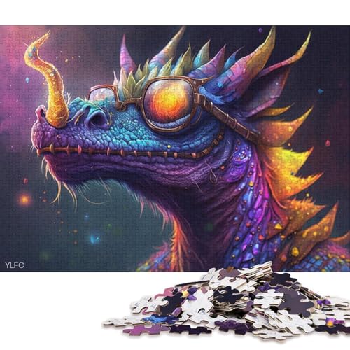 1000-teiliges Puzzle für Erwachsene, Drache mit Brille, Puzzles für Holzpuzzles, Spielzeug, Denkspiel 75x50cm/1000 Stück von LiJianXXE