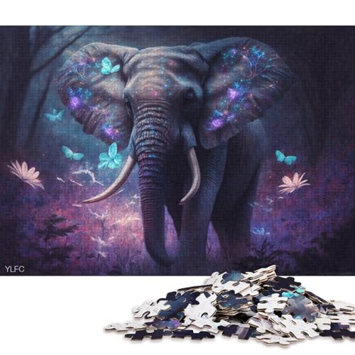 1000-teiliges Puzzle für Erwachsene, Elefanten im Dschungel, Puzzles für Holzpuzzles, Spielzeug, Denkspiel 38x26cm/1000 Stück von LiJianXXE