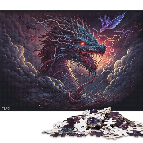 1000-teiliges Puzzle für Erwachsene, Fantasie-Puzzle mit chinesischem Drachen, Holzpuzzle, Spielzeug, Wanddekoration 75x50cm/1000 Teile von LiJianXXE