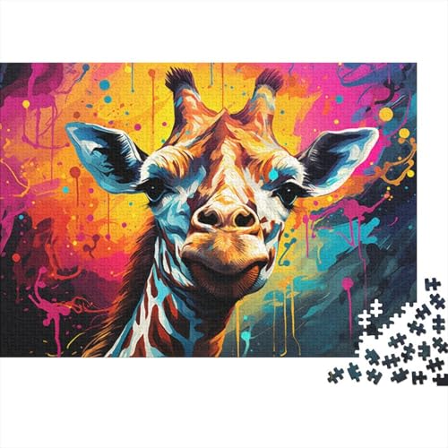 1000-teiliges Puzzle für Erwachsene, Fantasiefarben-Giraffe, Neon-Puzzle für Erwachsene, Holzpuzzle, tolles Geschenk für Erwachsene, 50 x 75 cm von LiJianXXE