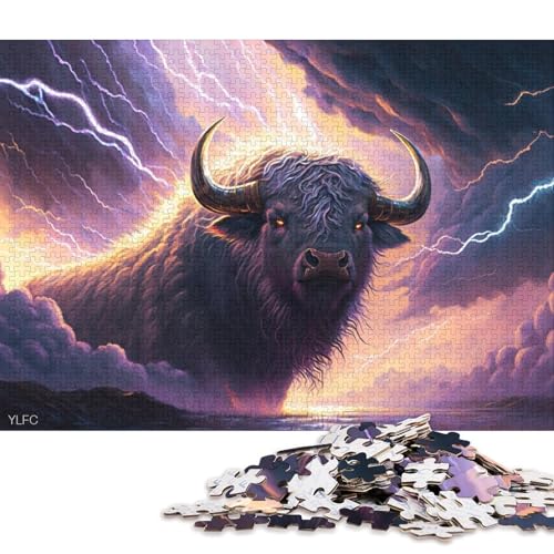 1000-teiliges Puzzle für Erwachsene, Fantasy Art Yak-Puzzle für Erwachsene, Holzpuzzle, Denksportaufgaben für Erwachsene 38x26cm/1000 Stück von LiJianXXE