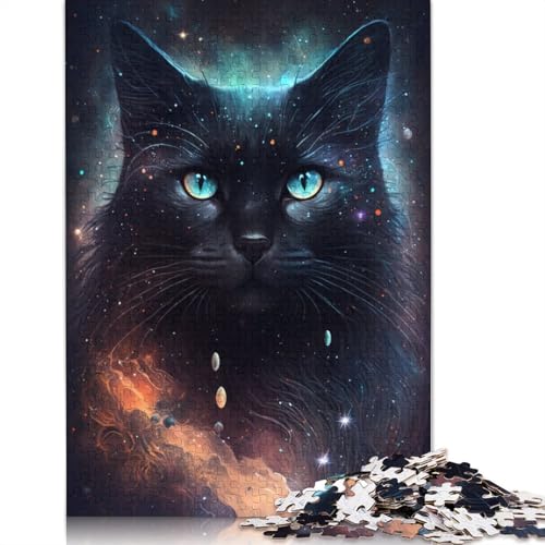 1000-teiliges Puzzle für Erwachsene, Galaxy Black Cat, Puzzle für Erwachsene, Kartonpuzzle, Lernspiel für Erwachsene und Kinder (Größe 38 x 26 cm) von LiJianXXE