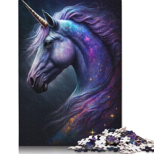 1000-teiliges Puzzle für Erwachsene, Galaxy-Einhorn-Puzzle für Erwachsene, Holzpuzzle, Lernspiel für Erwachsene und Kinder (Größe 75 x 50 cm) von LiJianXXE