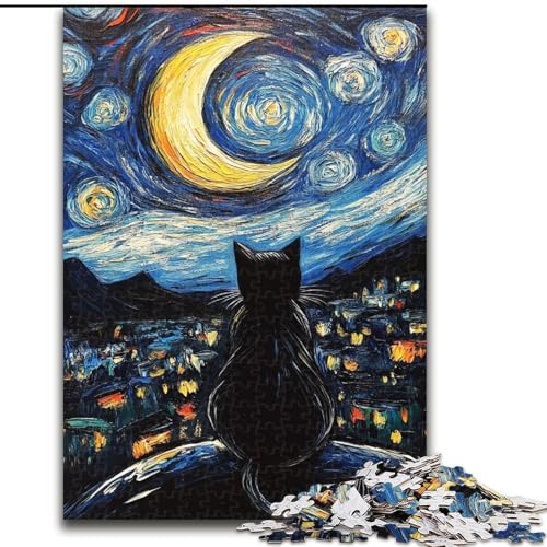 1000-teiliges Puzzle für Erwachsene, Geschenke Nachthimmel, Schwarze Katze, Analyse und Logik mit vollständig ineinandergreifenden, zufällig geformten Teilen für Kinder ab 14 Jahren (Größe 50x75cm) 1000-teiliges Puzzle für Erwachsene, Geschenke Nachthimmel, Schwarze Katze, Analyse und Logik mit vollständig ineinandergreifenden, zufällig geformten Teilen für Kinder ab 14 Jahren (Größe 50x75cm) von LiJianXXE