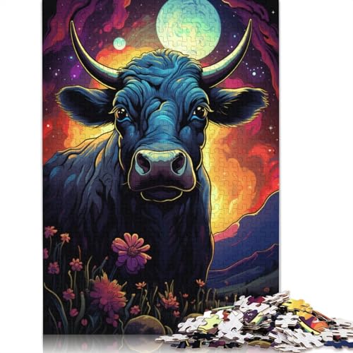 1000-teiliges Puzzle für Erwachsene, Kühe im Weltraum, Puzzle für Kinder, Kartonpuzzle, Heimdekoration, Puzzlespielzeug, 38 x 26 cm von LiJianXXE