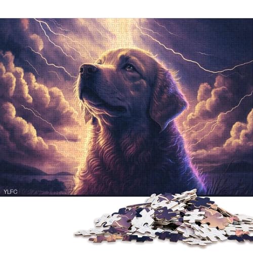 1000-teiliges Puzzle für Erwachsene, Kunst, Golden Retriever, Puzzles für Holzpuzzles, Spielzeug, Denkspiel 75x50cm/1000 Stück von LiJianXXE