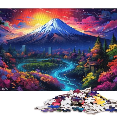 1000-teiliges Puzzle für Erwachsene, Kunst, Japan, Mount Fuji, Puzzle für Erwachsene, Holzpuzzle, Spielzeug, Wanddekoration 38x26cm/1000 Teile von LiJianXXE