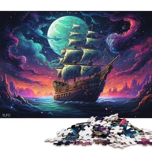 1000-teiliges Puzzle für Erwachsene, Kunst, Piratenschiff, Puzzles für Holzpuzzles, Spielzeug, Denkspiel 75x50cm/1000 Stück von LiJianXXE