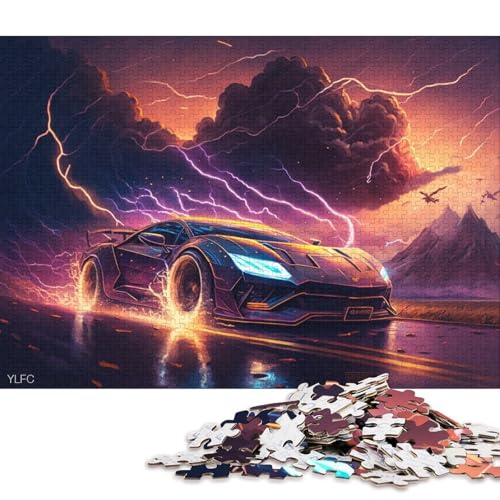 1000-teiliges Puzzle für Erwachsene, Kunst, Sportwagen, Puzzle für Erwachsene, Holzpuzzle, Spielzeug, Wanddekoration 38x26cm/1000 Teile von LiJianXXE