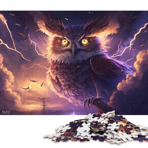 1000-teiliges Puzzle für Erwachsene, Kunst, Tier-Eule, Puzzle für Erwachsene, Holzpuzzle, Familienpuzzlespiel 75x50cm/1000 Teile von LiJianXXE