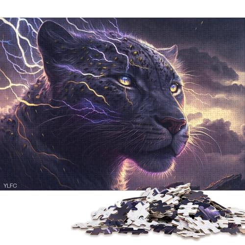 1000-teiliges Puzzle für Erwachsene, Kunst, schwarzer Leopard, Puzzle für Erwachsene, Holzpuzzle, gutes Geschenk für Erwachsene und Kinder 75x50cm/1000 Teile von LiJianXXE