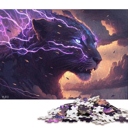 1000-teiliges Puzzle für Erwachsene, Kunst, schwarzer Leopard, Puzzles für Holzpuzzles, Spielzeug, Denkspiel 38x26cm/1000 Stück von LiJianXXE