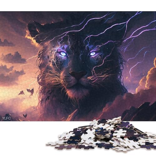 1000-teiliges Puzzle für Erwachsene, Kunst, schwarzer Leopard, Puzzles für Holzpuzzles, Spielzeug, Denkspiel 75x50cm/1000 Stück von LiJianXXE