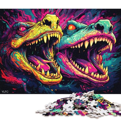 1000-teiliges Puzzle für Erwachsene, Kunst-Dinosaurier-Puzzles für Holzpuzzles, Spielzeug, Denkspiel 75x50cm/1000 Stück von LiJianXXE