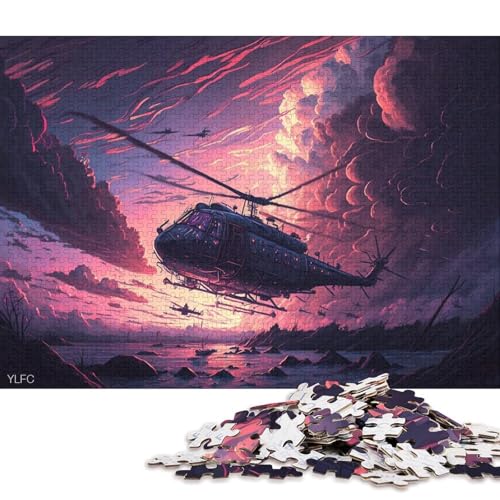 1000-teiliges Puzzle für Erwachsene, Kunst-Helikopter, Puzzle für Erwachsene, Holzpuzzle, Spielzeug, Wanddekoration 38x26cm/1000 Teile von LiJianXXE