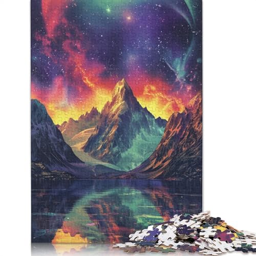 1000-teiliges Puzzle für Erwachsene, Mountain Aurora-Puzzle für Kinder, Kartonpuzzle, Lernspiel für Erwachsene und Kinder, Größe: 38 x 26 cm von LiJianXXE