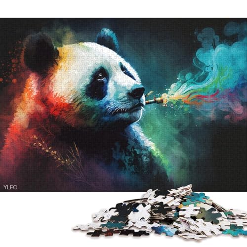 1000-teiliges Puzzle für Erwachsene, Panda, Rauchen, Puzzles für Holzpuzzles, Spielzeug, Denkspiel 38x26cm/1000 Stück von LiJianXXE