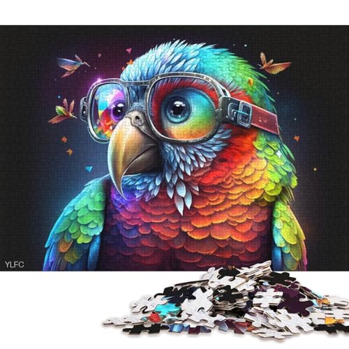 1000-teiliges Puzzle für Erwachsene, Papagei mit Brille, Puzzles für Holzpuzzles, Spielzeug, Denkspiel 75x50cm/1000 Stück von LiJianXXE