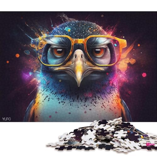 1000-teiliges Puzzle für Erwachsene, Pinguin mit Brille, Puzzle für Kinder, Kartonpuzzle, Puzzle für Erwachsene, Lernspiel, Herausforderungsspielzeug (Größe 38 * 26 cm) von LiJianXXE