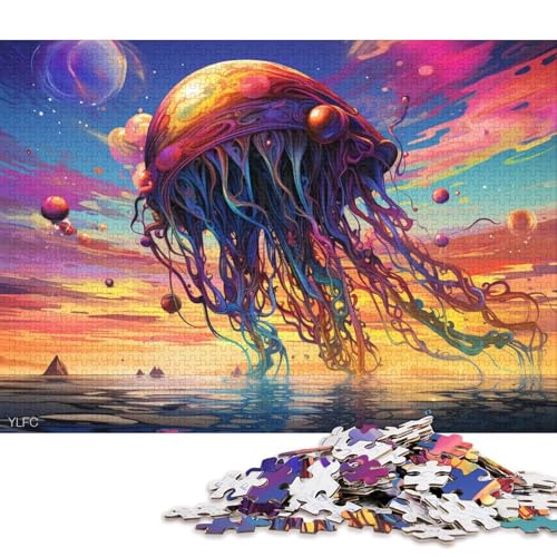 1000-teiliges Puzzle für Erwachsene, Roboter, Bunte Quallen, Puzzle für Erwachsene, Holzpuzzle, Spielzeug, Wanddekoration 38x26cm/1000 Teile von LiJianXXE