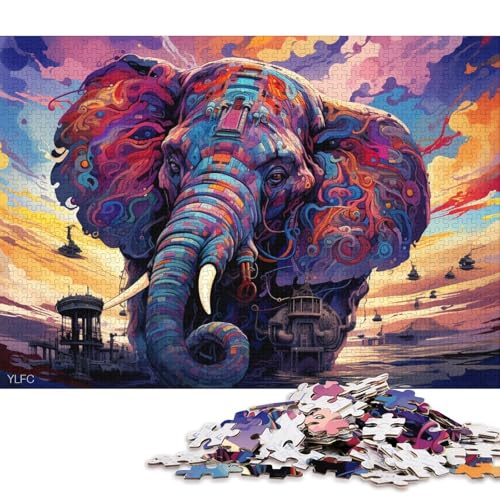 1000-teiliges Puzzle für Erwachsene, Roboter-Elefant, Kunst-Puzzles für Holzpuzzles, Spielzeug, Denkspiel 75x50cm/1000 Stück von LiJianXXE