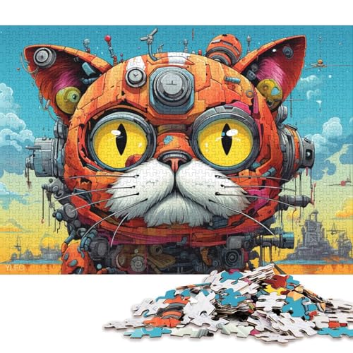 1000-teiliges Puzzle für Erwachsene, Roboterfarbe, Garfield-Katze, Puzzles für Holzpuzzles, Spielzeug, Denkspiel 38x26cm/1000 Stück von LiJianXXE