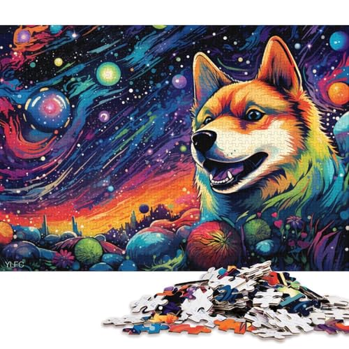 1000-teiliges Puzzle für Erwachsene, Shiba Inu im Weltraum, Erwachsenenpuzzle, Holzpuzzle, Spielzeug, Wanddekoration 38x26cm/1000 Teile von LiJianXXE