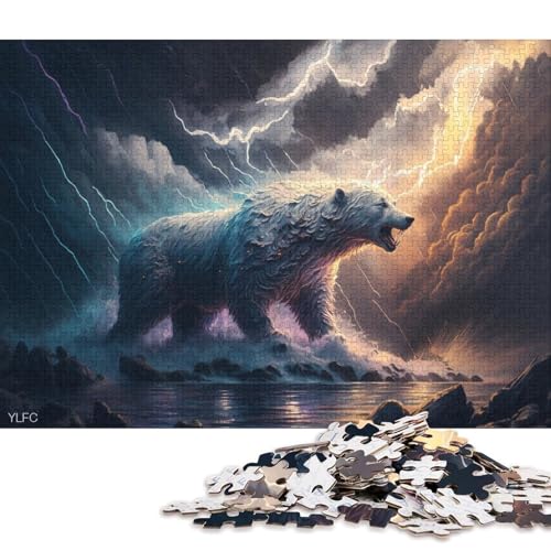 1000-teiliges Puzzle für Erwachsene, Tierkunst, Eisbär, Puzzle für Erwachsene, Holzpuzzle, Spielzeug, Wanddekoration 38x26cm/1000 Teile von LiJianXXE