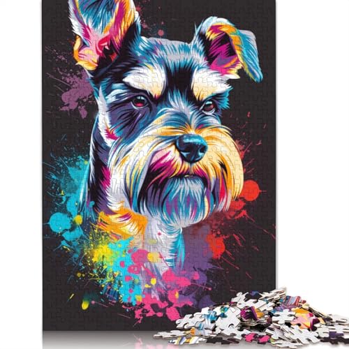 1000-teiliges Puzzle für Erwachsene, Zwergschnauzer DJ Neon, Puzzle für Kinder, Kartonpuzzle, Lernspiel für Erwachsene und Kinder, Größe: 38 x 26 cm von LiJianXXE