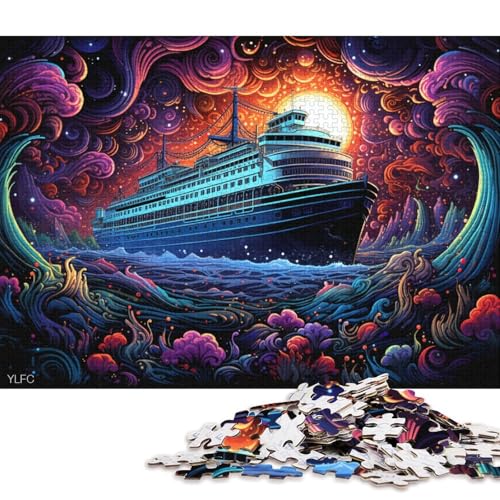 1000-teiliges Puzzle für Erwachsene, buntes Schiff, Puzzle für Erwachsene, Holzpuzzle, Spielzeug, Wanddekoration 38x26cm/1000 Stück von LiJianXXE