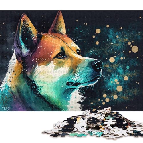 1000-teiliges Puzzle für Erwachsene, buntes Shiba Inu-Puzzle für Kinder, Kartonpuzzle, Puzzle für Erwachsene, Lernspiel, Herausforderungsspielzeug (Größe 38 * 26 cm) von LiJianXXE