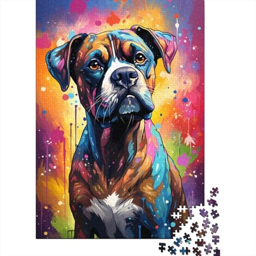 1000-teiliges Puzzle für Erwachsene, farbenfrohe Psychedelie süßer Welpen, Puzzle für Erwachsene, Holzpuzzle, Familienunterhaltungsspielzeug (Größe 75 x 50 cm) von LiJianXXE