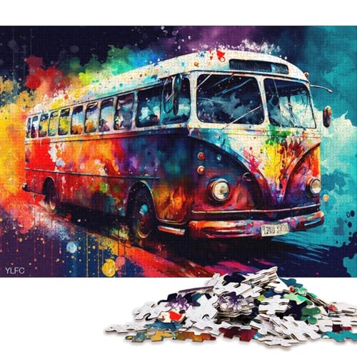 1000-teiliges Puzzle für Erwachsene, farbenfrohes Bus-Puzzle für Erwachsene, Kartonpuzzle, Lernspiel für Erwachsene und Kinder (Größe 38 * 26 cm) von LiJianXXE