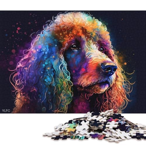 1000-teiliges Puzzle für Erwachsene, farbenfrohes Pudel-Puzzle für Kinder, Holzpuzzle, Puzzle für Erwachsene, Lernspiel, Herausforderungsspielzeug (Größe 75 * 50 cm) von LiJianXXE