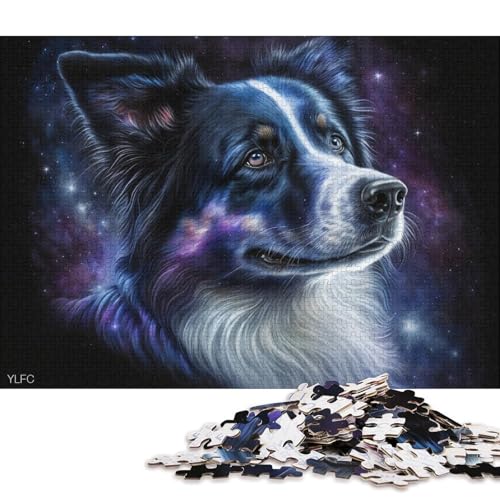 1000-teiliges Puzzle für Erwachsene, kosmische Galaxie, Border Collie, Puzzle für Erwachsene, Kartonpuzzle, Lernspiel für Erwachsene und Kinder (Größe 38 * 26 cm) von LiJianXXE