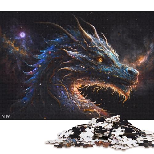 1000-teiliges Puzzle für Erwachsene, kosmischer chinesischer Drache, Puzzle für Erwachsene, Holzpuzzle, Spielzeug, Wanddekoration 75x50cm/1000 Teile von LiJianXXE