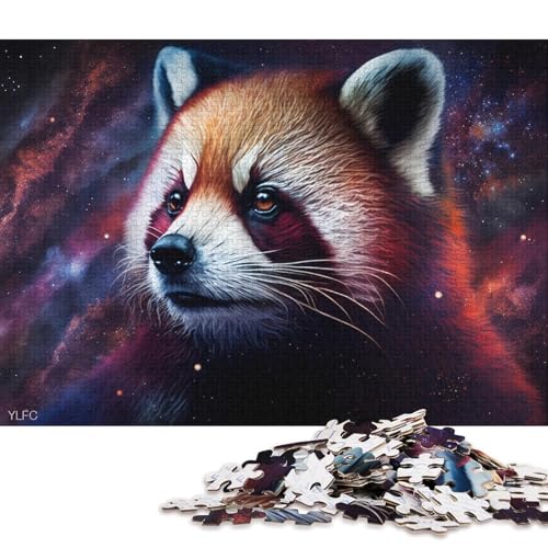 1000-teiliges Puzzle für Erwachsene, kosmisches Tier, Roter Panda, Puzzle für Erwachsene, Holzpuzzle, Lernspiel für Erwachsene und Kinder (Größe 75 * 50 cm) von LiJianXXE