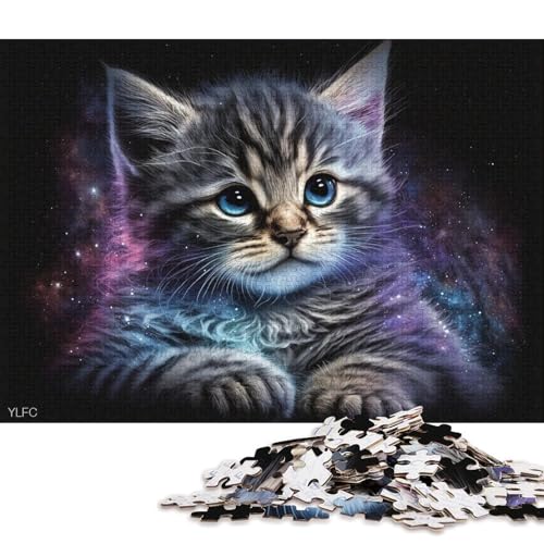 1000-teiliges Puzzle für Erwachsene, kosmisches Tierkätzchen-Puzzle für Erwachsene, Holzpuzzle, Lernspiel für Erwachsene und Kinder (Größe 75 * 50 cm) von LiJianXXE