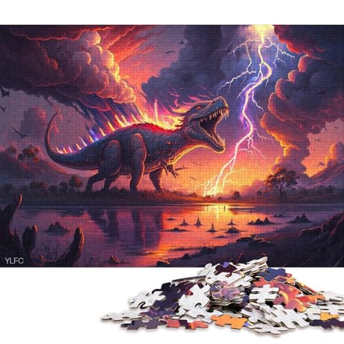 1000-teiliges Puzzle für Erwachsene, künstlerisches Dinosaurier-Puzzle für Erwachsene, Holzpuzzle, Spielzeug, Wanddekoration 38x26cm/1000 Teile von LiJianXXE