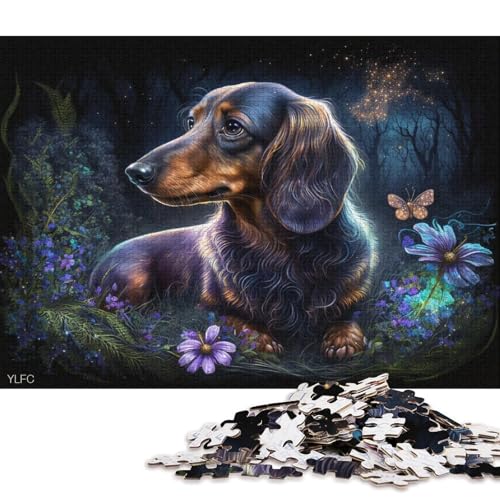 1000-teiliges Puzzle für Erwachsene, magischer Dackel, Puzzle für Erwachsene, Holzpuzzle, Lernspiele für Erwachsene und Kinder (Größe 75 * 50 cm) von LiJianXXE