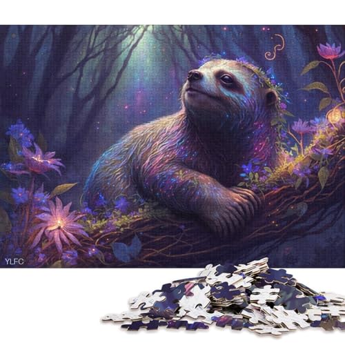 1000-teiliges Puzzle für Erwachsene, magisches Faultier, Puzzles für Holzpuzzles, Spielzeug, Denkspiel 38x26cm/1000 Stück von LiJianXXE